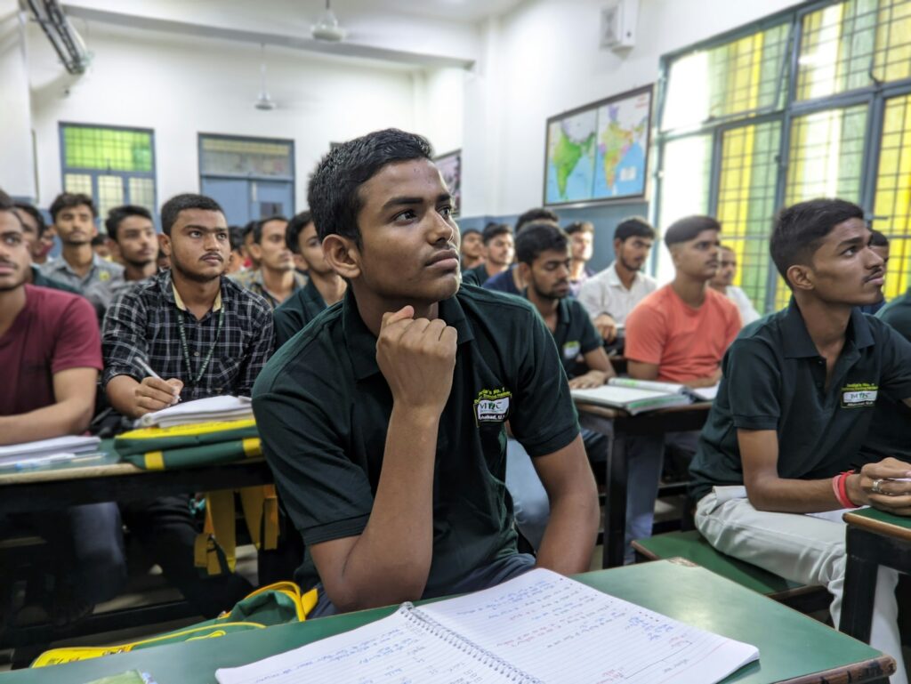 Young people attending a training class